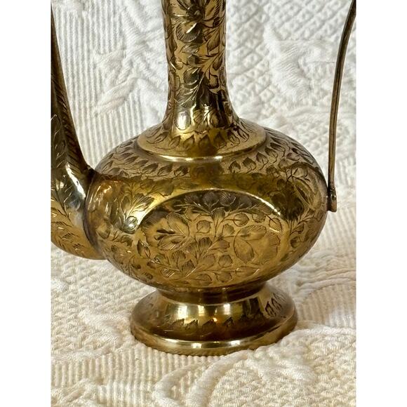Vintage Indian, Turkish Brass Etched Brass Teapot or Coffee Pot - Picture 2 of 10